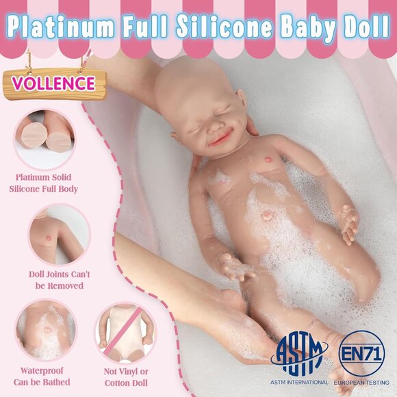 🆕16 inch Sleeping Lifelike Full Silicone Anna Baby Doll with Closed Eyes Girl - Picture 4 of 6